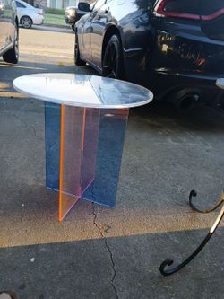 Acrylic Iridescent Round Side Table