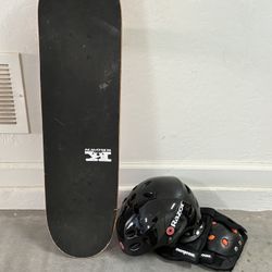 Skate Board With Helmet And Knew Pads
