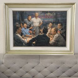GRAND OL' GANG - ANDY THOMAS - SIGNED - Republican Presidents Playing Poker FRAMED SIGNED