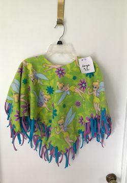 Handcrafted fleece poncho Tinker bell size large Thumbnail