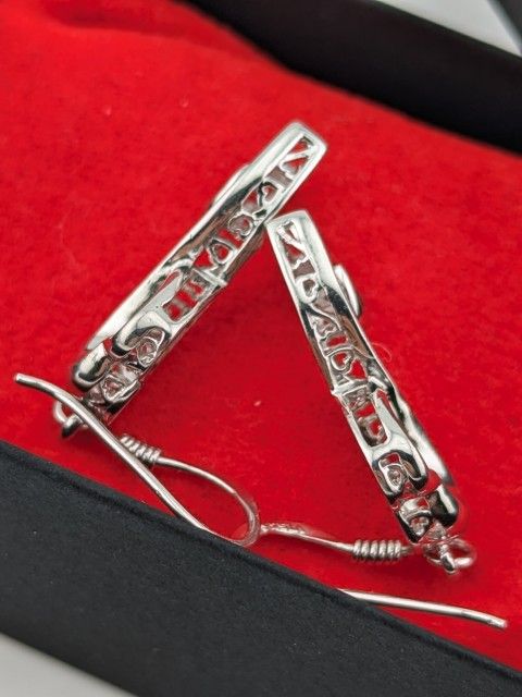 Set of La Gem 925 Sterling Silver Double Hearts Infinity Drop Dangle Earrings with Real Natural Pave Diamonds(20)