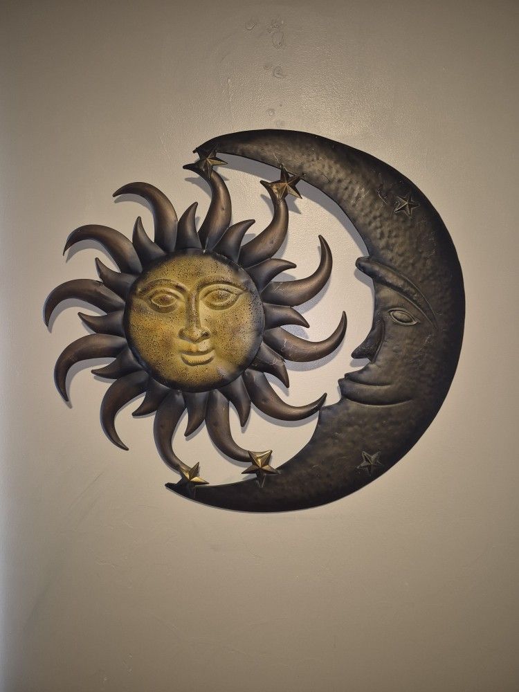 Metal Sun And Moon Wall Art