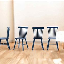  Set of 4, Navy Blue Spindle Back Dining Chairs