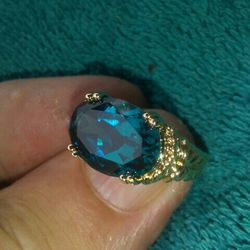 Blue Sapphire. Gig Stone.18k Over Sterling silver.