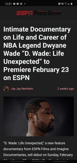 d wade espn private viewing Joe's on weed street 2/20 2 tix $30