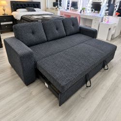 Chenille fabric sleeper sofa with pull out bed