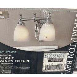 Solomone 13.4 in. 2-Light Polished Chrome Bathroom Vanity Light Fixture with Opal Glass Shades