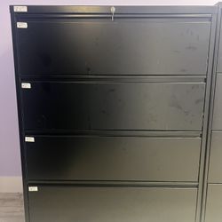Lateral File Cabinet - 42” Wide - 4 Drawers - Black
