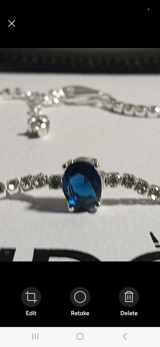PANDORA AUTHENTIC BRAND NEW SPARKLING BLUE SAPHIRE OVAL ADJUSTABLE TENNIS BRACLET