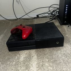 XBOX 360 Black With Red Remote Controller 