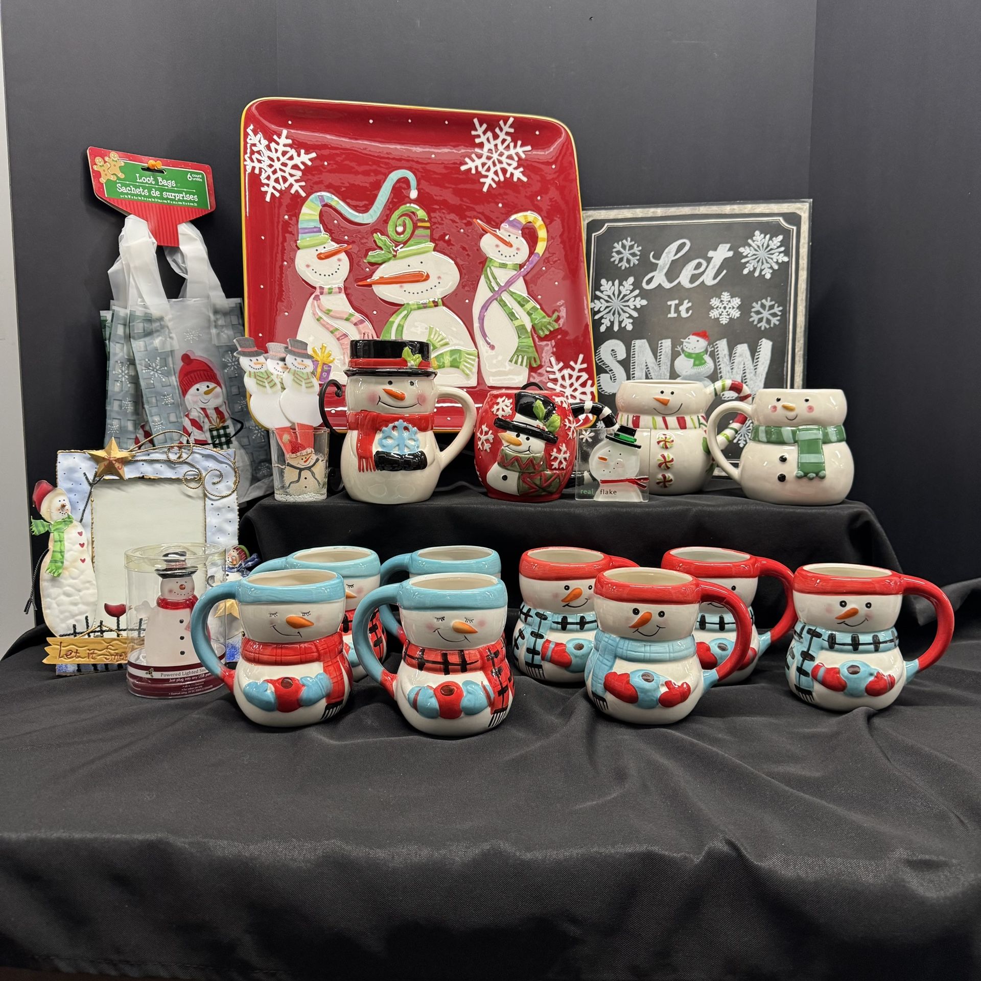 Snowman Social Club” Figural Mugs + More 27 Pieces