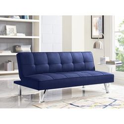 Serta Chelsea 3-Seat Multi-function Upholstery Fabric Futon, Navy Blue