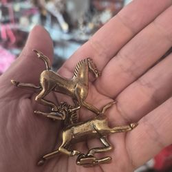 2 brass finish horses new