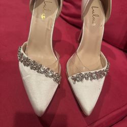 White Diamond White Wedding Heels Size 10