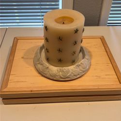 PILLAR CANDLE HOLDER WITH CANDLE 