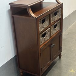Pier 1 Imports Solid Storage Cabinet With Wicker Baskets 