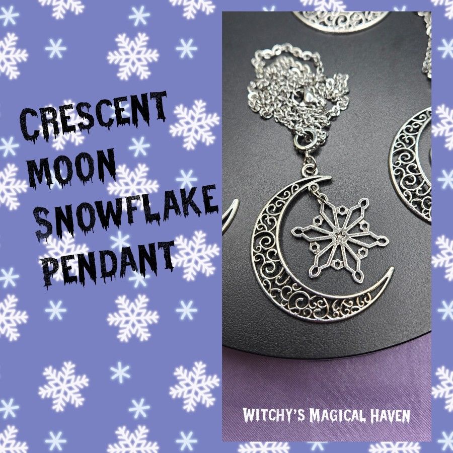 Crescent Moon Snowflake Pendant 