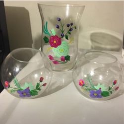 Glass Vase and Candle Holders