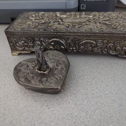 Vintage Godinger Silver Plate Jewelry Box With Ring Holder