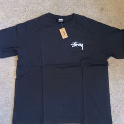 Stussy Black Cotton Logo Jersey Short Sleeve Men's Regular Fit Crew Neck T-Shirt