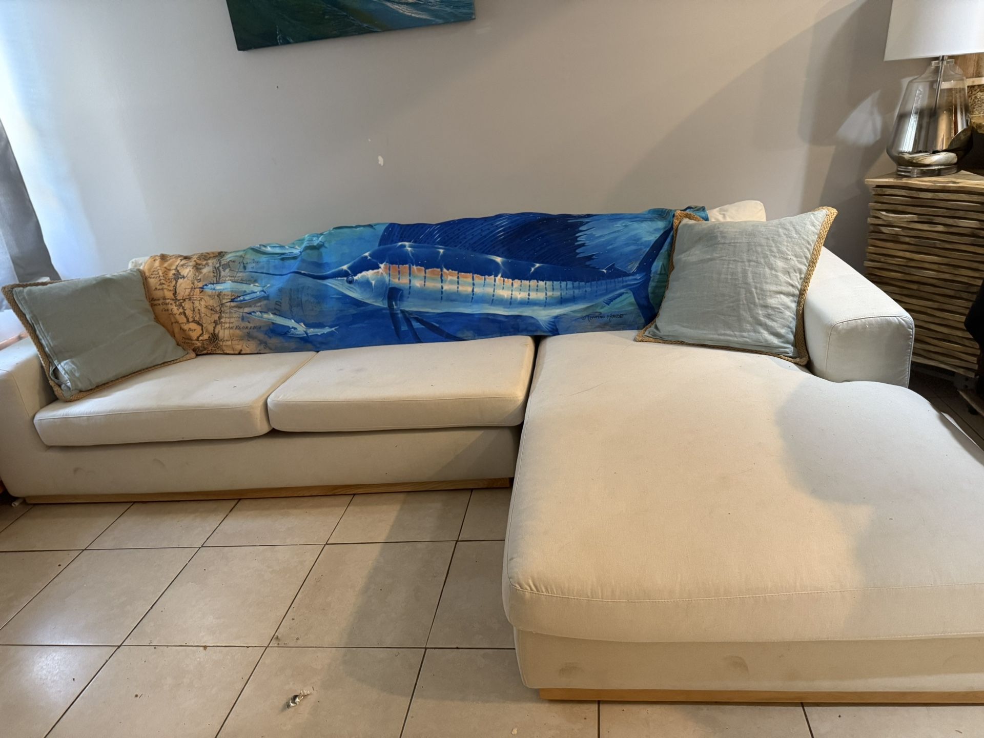 L Shaped Beige Couch Had For 3 Months