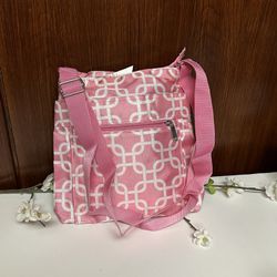 Penelope Ann Discontinued Geometrical pink white Messenger Crossbody Bag