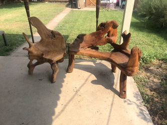 Live wood benches one of a kind