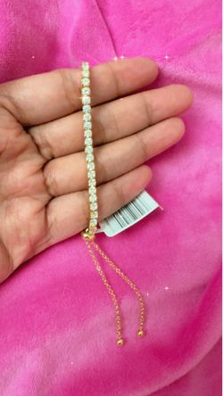 14KT GP STERLING SILVER TENNIS BRACELET, NEW
