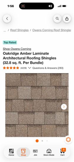 Shingles dimensional amber