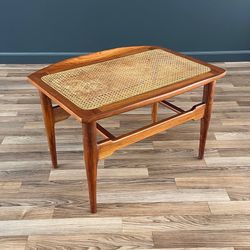 Mid-Century Modern Sculpted Walnut & Cabe Stool, c.1960’s - Delivery Available