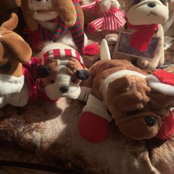 Holiday Stuffed Animal Plushies Christmas Gift New Vintage(large Is Singing Dog)$4-$9 Each 