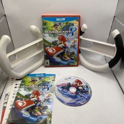 Mario Kart 8 (Nintendo Wii U, 2014) Bundle CIB W wheel Manual Tested Working