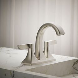 New in Box KOHLER Maxton Brushed Nickel - Mid-arc Residential Handle Bathroom Sink Faucet
