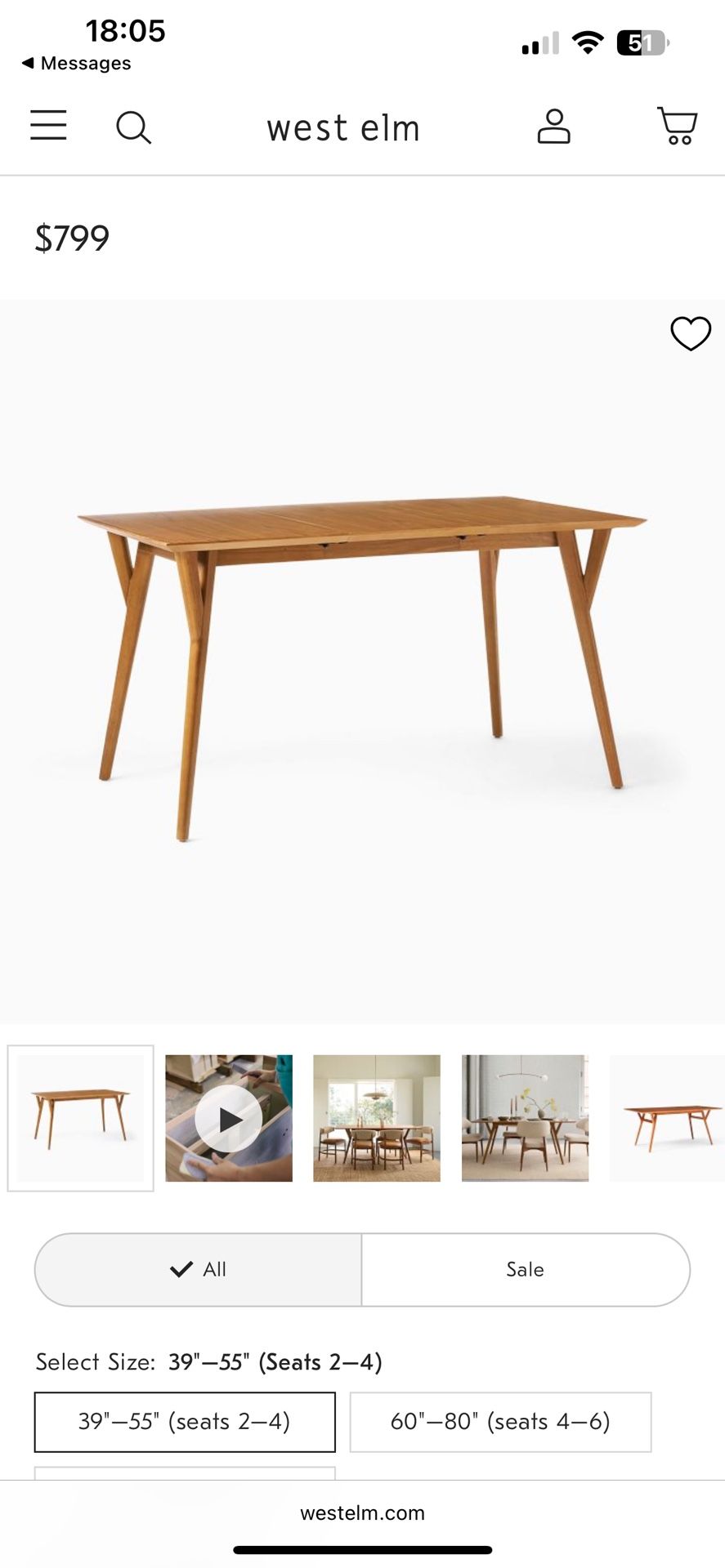 West Elm Mid-Century Expandable Table