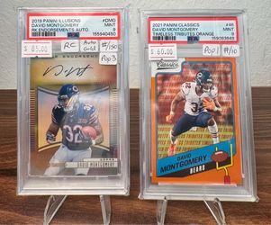 David Montgomery Rookie Auto card and Rare PSA 9 - #’d to 10 - Pop 1 - Houston Texans Running Back