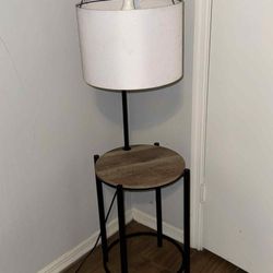 Side table lamp metal frame/wood table