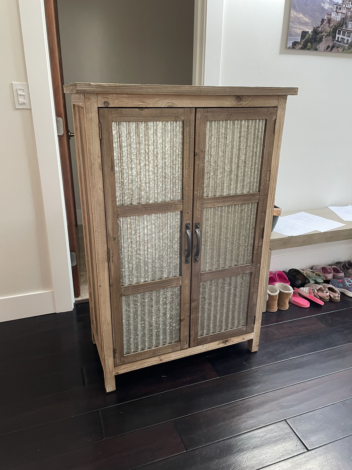 Rustic Industrial Armoire Dresser Cabinet