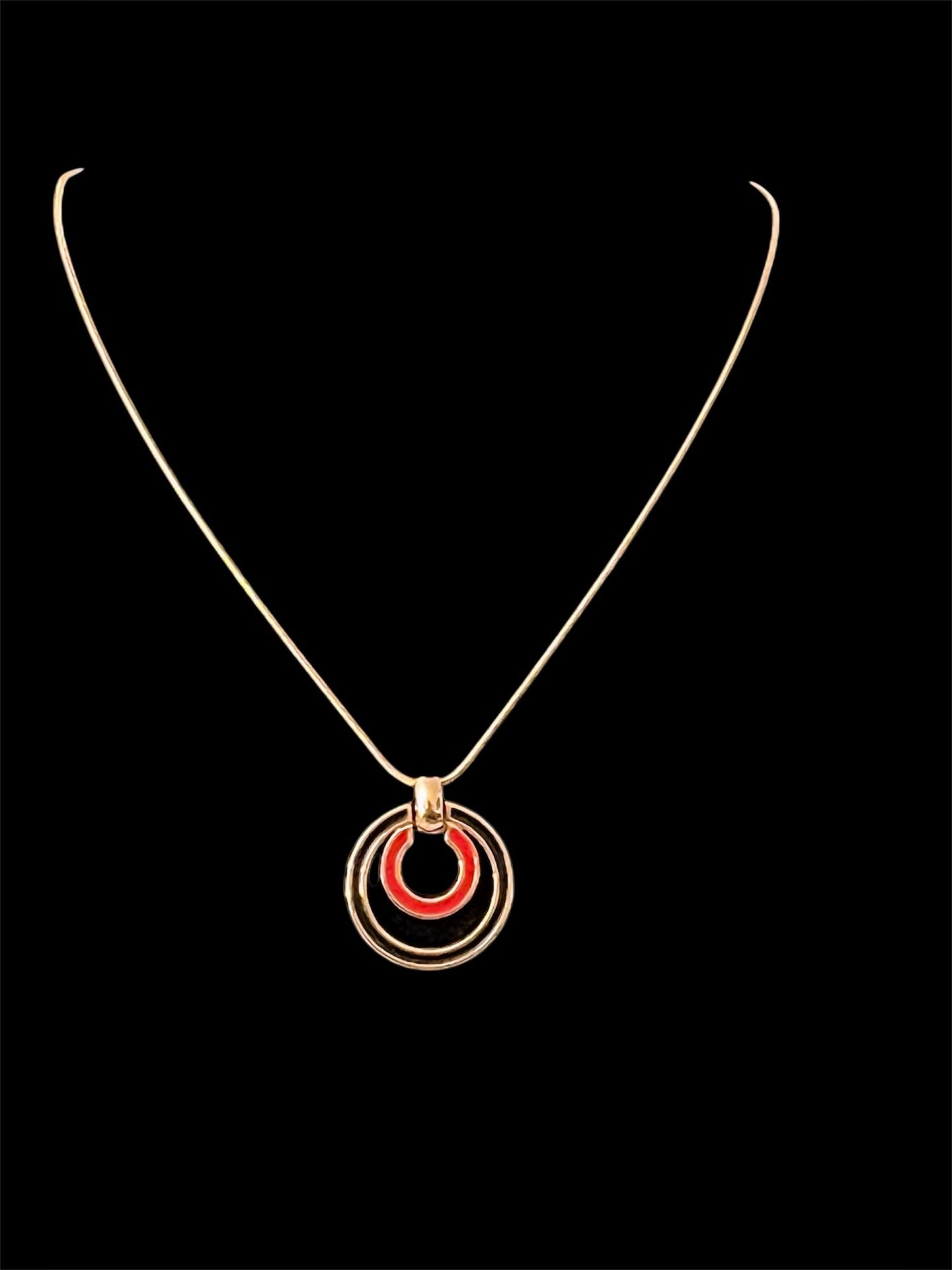 CH Carolina Herrera Enamel Pendant Necklace Gold Tone w 30"