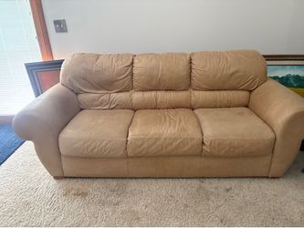 Tan Leather Sofa (length - 89” depth - 3ft)