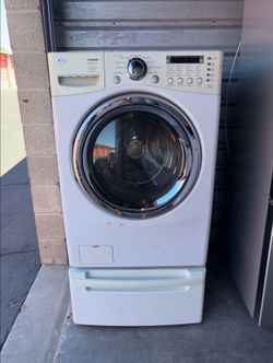 White LG Washer With Pedestal