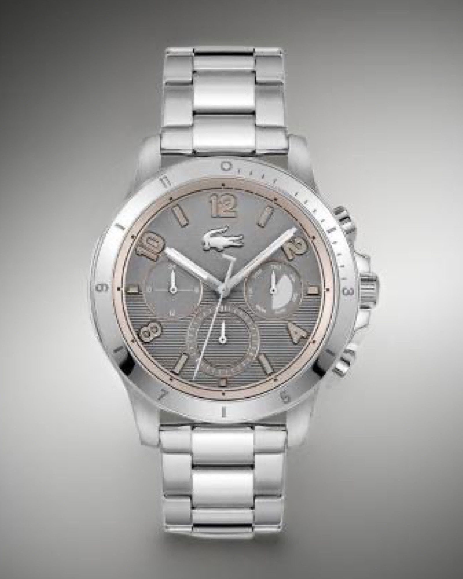 Lacoste Topspin Men's Multifunction Gray Dial Stainless Steel Watch NIB (contact info removed)