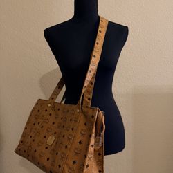 Vintage MCM Cognac Visetos Tote Bag – Classic Monogram Shopper Shoulder Bag
