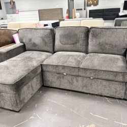 Stunning Gray Fabric Pull Out Sleeper Sofa Couch Bed Now Just 599 (Living Room Furniture Blowout Deal)