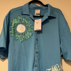 Nike Flowers Jersey Button Up Shirt Size Medium Men New 