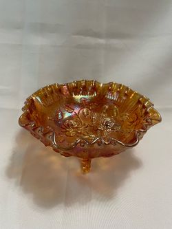 1930’s Imperial Glass Iridescent Luster Rose Footed Bowl