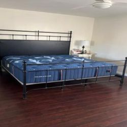 Sterns & Foster King Mattress + Black Metal Bed Frame