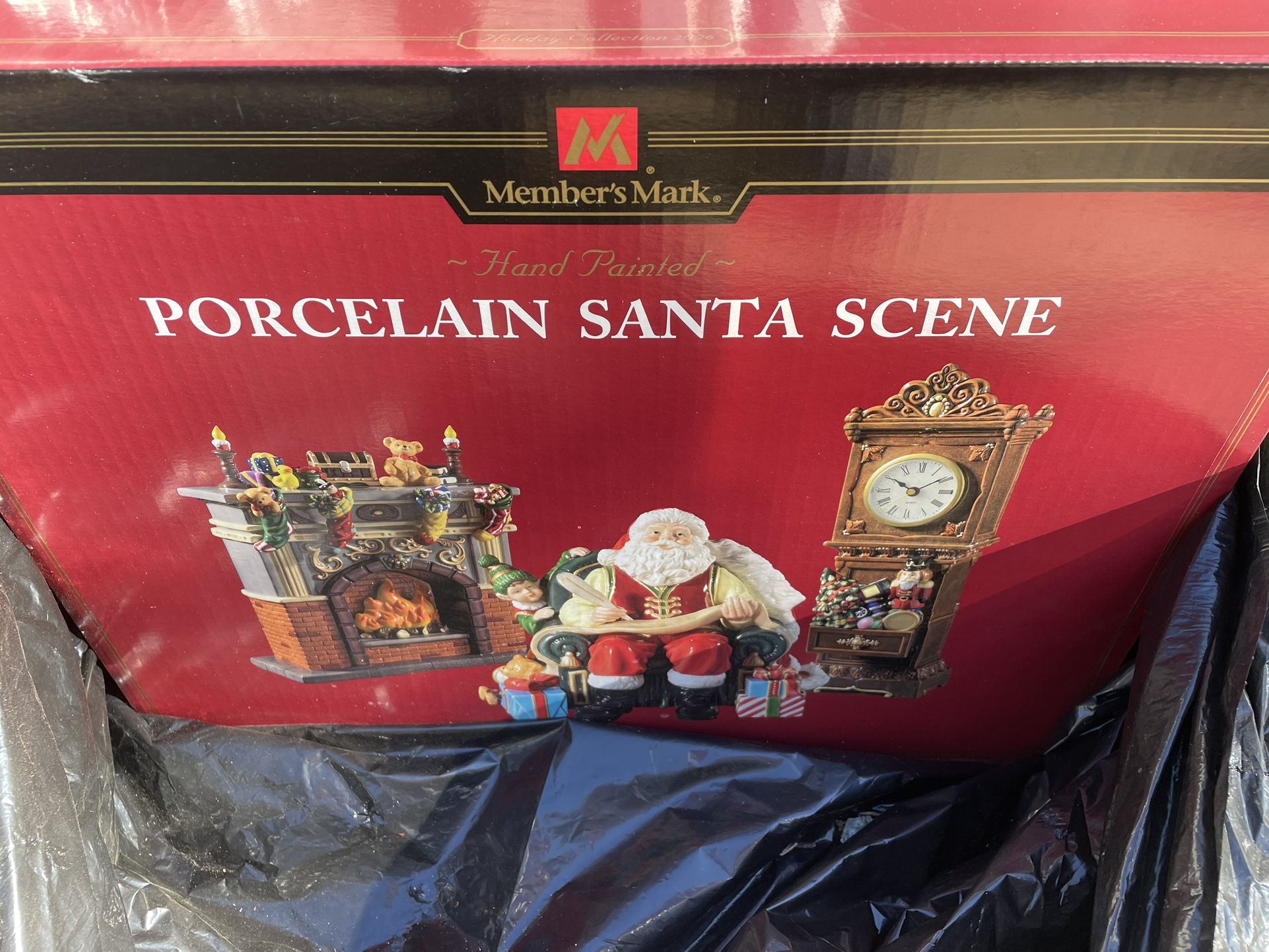 new in box membersmark porcelain santa scene