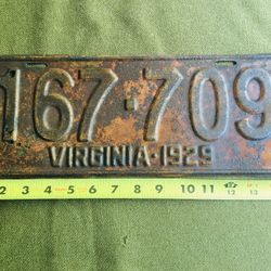 Vintage 1929 Virginia tag