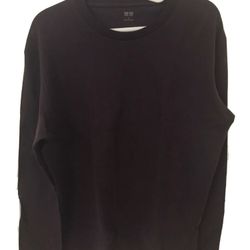 UNIQLO Men Soft Touch Crew Neck Long Sleeve T-Shirt, Burgundy, Medium