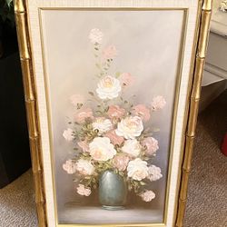 Original Oil Painting on Canvas Still Life Flowers Floral Artist Signed